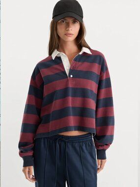 NWT Good American the cropped rugby polo, sz M